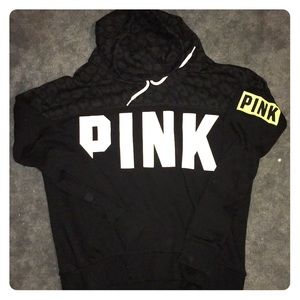 PINK funnel neck leopard print sweatshirt